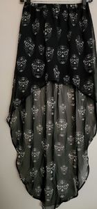 High low skirt sugar skull print